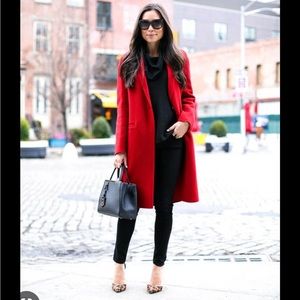 Cherry Red Wool Jacket Coat
